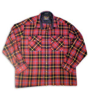 Vintage Backpacker Outdoors Mens Long Sleeve Flannel Shirt XL Red Black Yellow